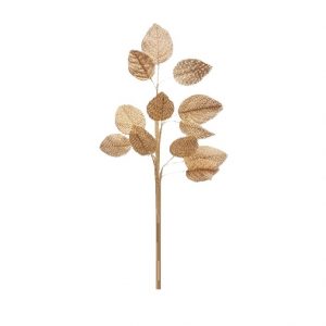 BROWN BURLAP LEAF SPRAY / 24"