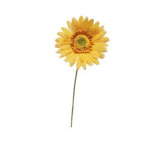 YELLOW BURLAP GERBERA STEM / 17"
