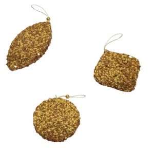 GLITTER BEAD SEQUIN FINIAL ORNAMENT/3 ASST STYLES