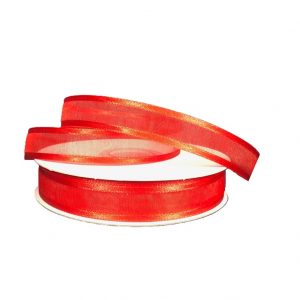 RED SHEER/SATIN RIBBON/5/8"