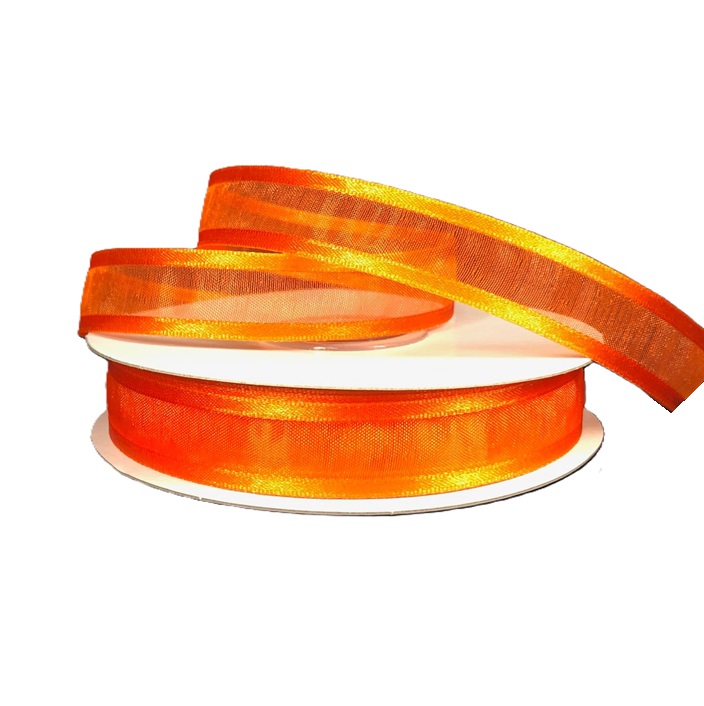 ORANGE SHEER/SATIN RIBBON/5/8"