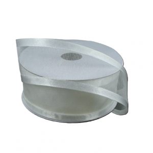 WHITE SHEER/SATIN RIBBON/1.5"