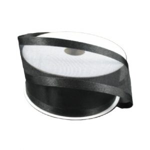 BLACK SHEER/SATIN RIBBON/1.5"