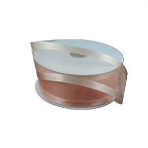 PEACH SHEER/SATIN RIBBON/1.5"