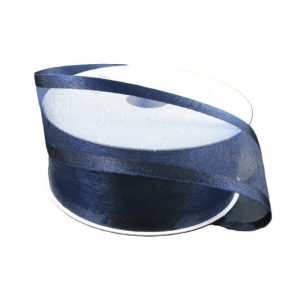NAVY SHEER/SATIN RIBBON/1.5"
