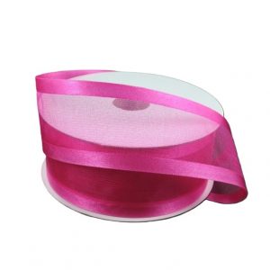 FUCHSIA SHEER/SATIN RIBBON/1.5"