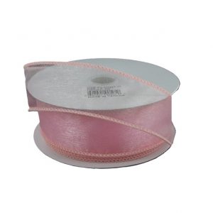 PINK SHEER WIRED RIBBON/1.5"