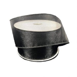 BLACK SHEER WIRED RIBBON/2.5"