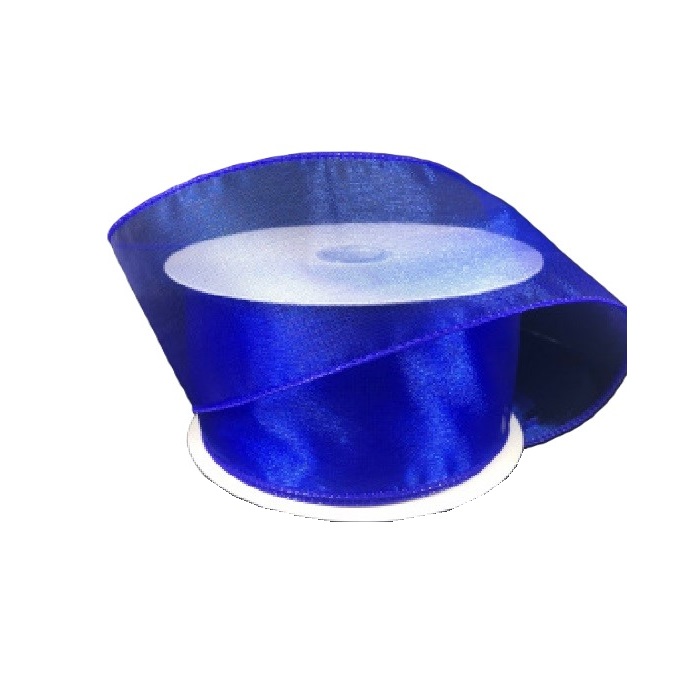 ROYAL BLUE SHEER WIRED RIBBON/2.5"