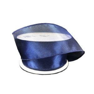 NAVY BLUE SHEER WIRED RIBBON/2.5"
