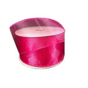 FUCHSIA SHEER WIRED RIBBON/2.5"
