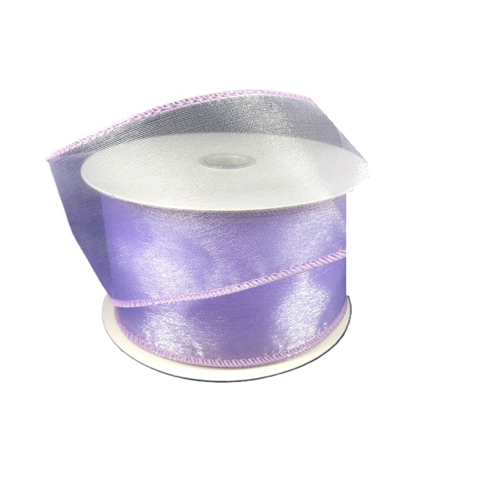 LAVENDER SHEER WIRED RIBBON/2.5"