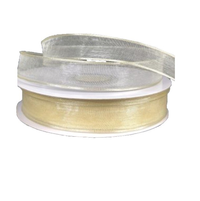 IVORY SHEER WIRED RIBBON/5/8"