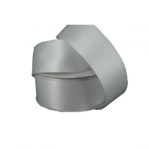 WHITE DOUBLE FACED SATIN/WIRED/1.5"