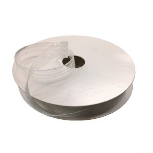 WHITE /IRIDESCENT GLITTER DOTS & LINES SHEER/5/8"