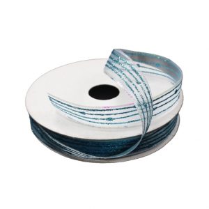 LT BLUE GLITTER DOTS & LINES SHEER/5/8"