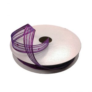 PURPLE GLITTER DOTS & LINES SHEER/5/8"