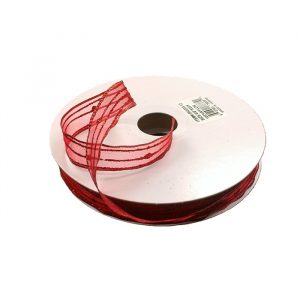 RED GLITTER DOTS & LINES SHEER/5/8"