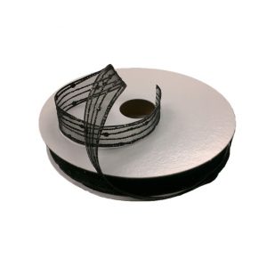 BLACK/BLACK GLITTER DOTS & LINES SHEER/5/8"