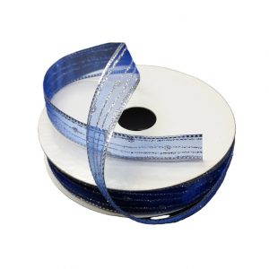 ROYAL BLUE GLITTER DOTS & LINES SHEER/5/8"