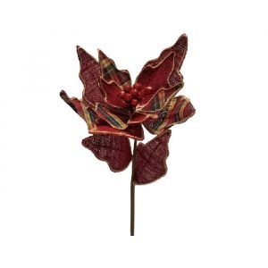 RED BURLAP PLAID POINSETTIA