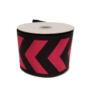 HOT PINK BLACK CHEVRON RIBBON /  10 yds