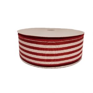 RED WHITE SATIN CABANA STRIPES / 50YD