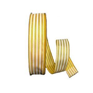 SUNFLOWER SATIN W/CABANA STRIPES / 50YD
