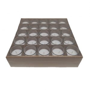 VOTIVE CANDLE IN GLASS/SINGLE TRAY x25