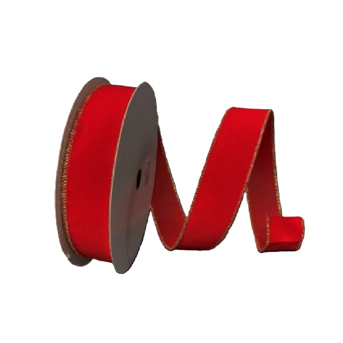 RED VELVET W/GOLD EDGE / 50YDS