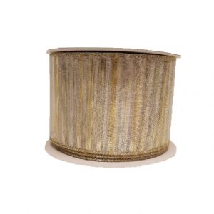 SHEER WHITE & GOLD STRIPES / 2.5"