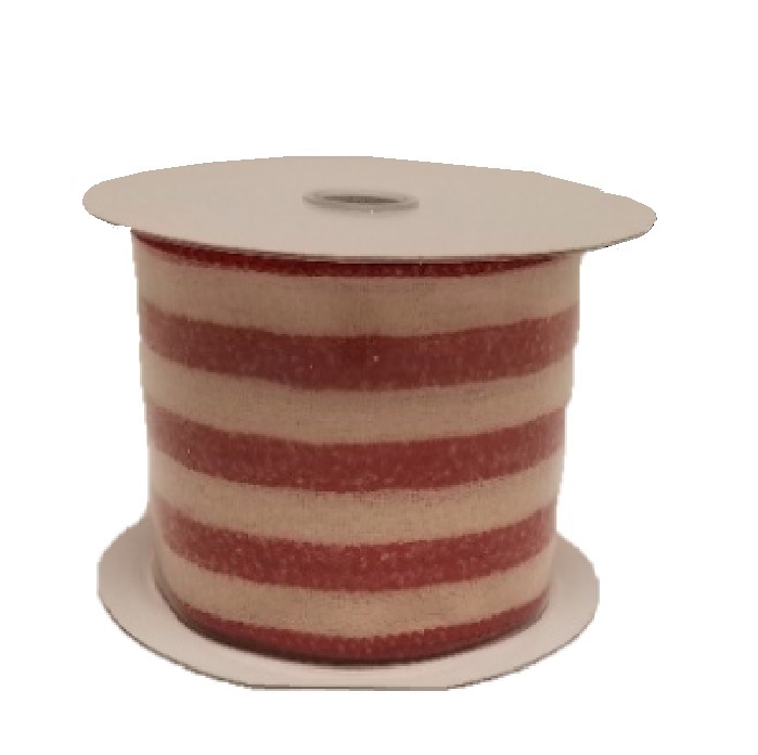 BRUSHED RED-CREAM VERT STRIPES / 10 yds