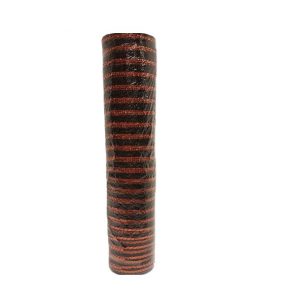 DECOR MESH BLACK W/ORG METALLIC STRIPE  21"