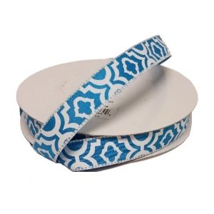 TURQUOISE AND WHITE PATTERN/5/8"