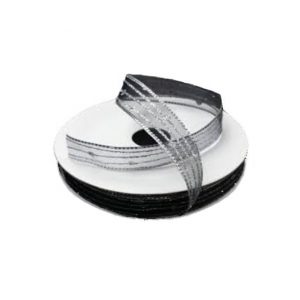 BLACK/SILVER GLITTER DOTS & LINES SHEER/5/8"