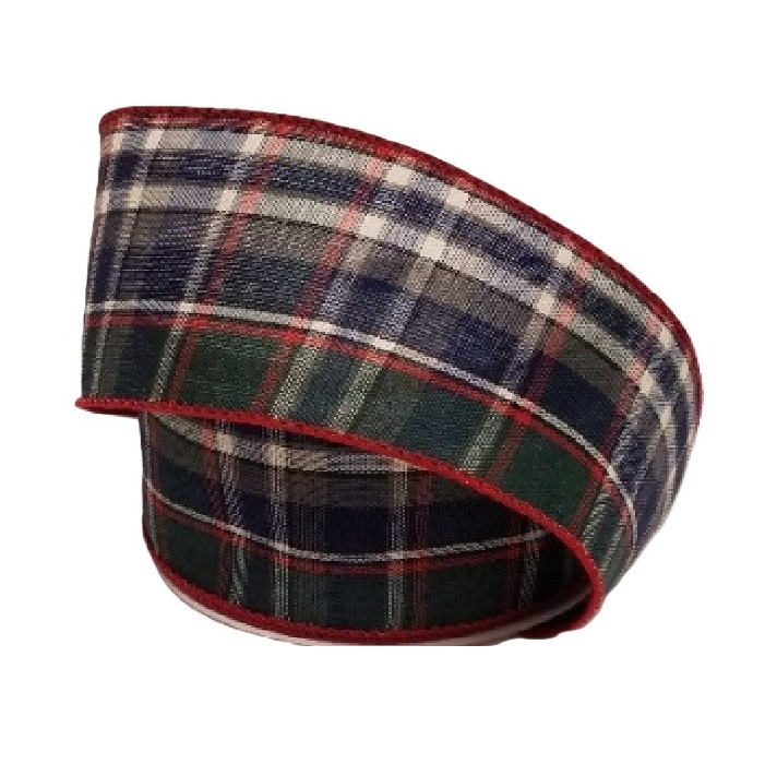NAVY GREEN RED CREAM PLAID/  10 yds
