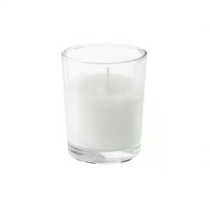 CLEAR WAX FILLED GLASS VOTIVE 2.5" x 3.5"