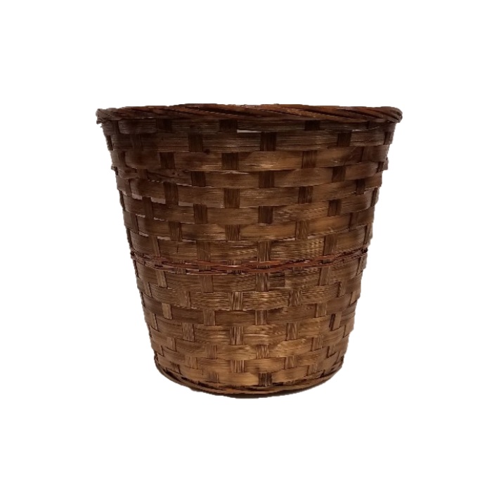 STAINED BAMBOO PLANT BASKET/10"