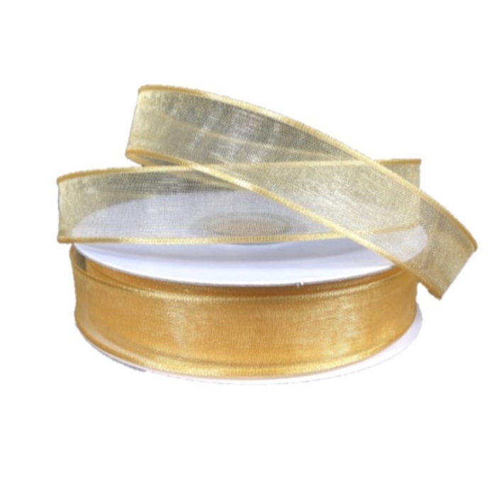 LIGHT GOLD SHEER/WIRED/5/8"
