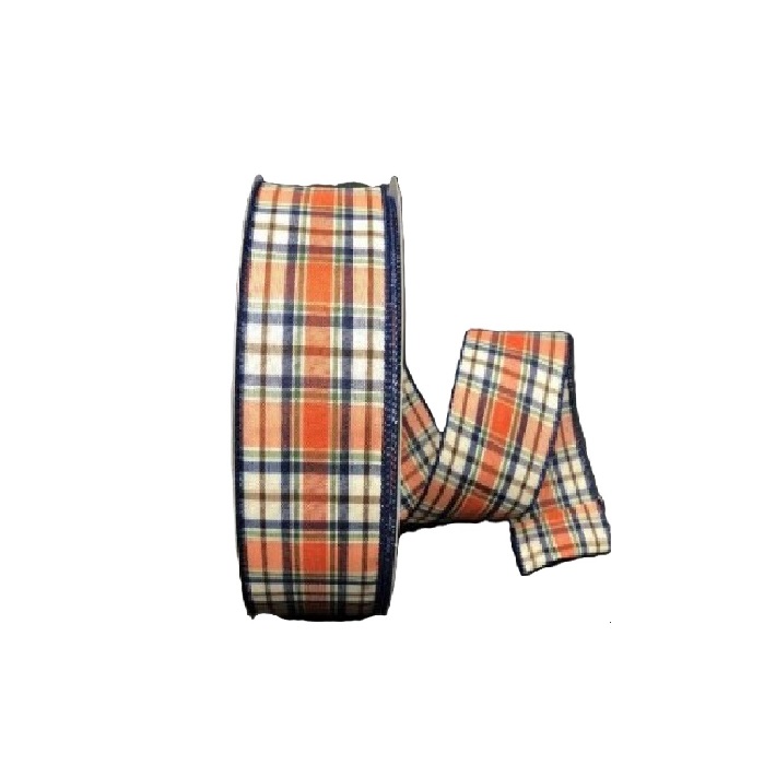 DARK ORANGE MOSS CREME NAVY PLAID