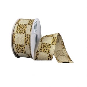 NATURAL LINEN/CHEETAH CHEX RIBBON/1.5"