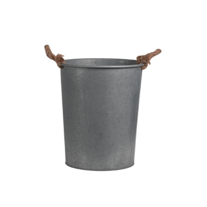 ROUND HEAVY GALVANIZED METAL W/ROPE HANDLES