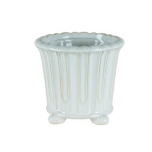 WHITE ELEGANT FOOTED ROUND PLANTER