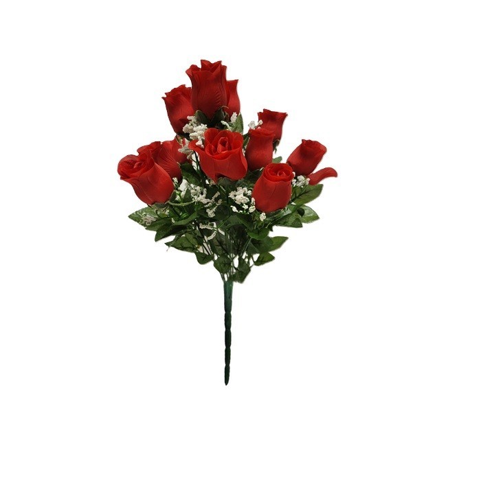 RED ROSE BUD WITH GYPSOPHILA BUSH