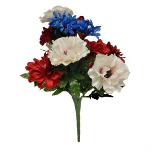 RED WHITE BLUE MIXED POPPY ZINNIA BUSH