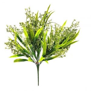 GREEN WHITE MIXED GYPSO / SAW GRASS BUSH x12 Stems