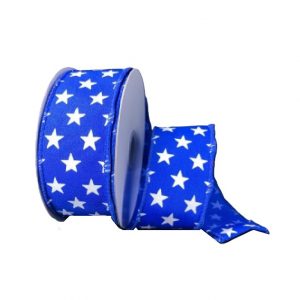 ROYAL BLUE SATIN/WHITE STARS/10YDS