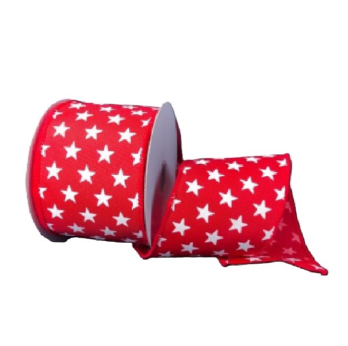RED SATIN/WHITE STARS/10YDS