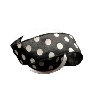BLACK WHITE SATIN POLKA DOTS/50YDS
