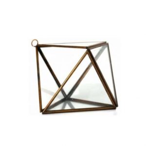 GEOMETRICAL LANTERN/ANTIQUE GOLD/9"
